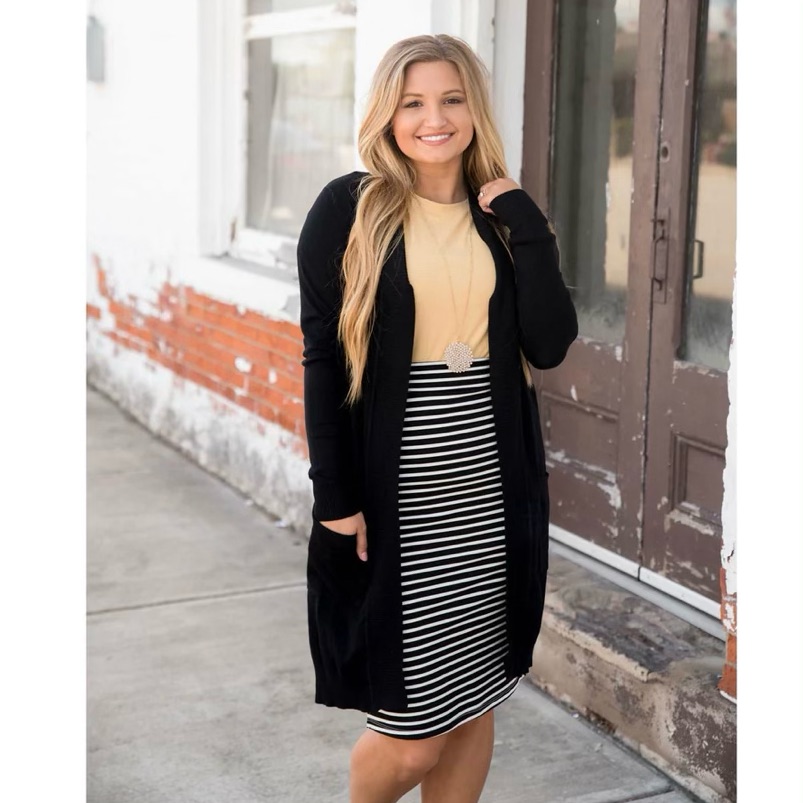 Old Navy Black & White Striped Pencil Skirt Stretchy Size M